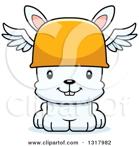 Animal Clipart of a Cartoon Cute Happy White Rabbit Hermes - Royalty Free Vector Illustration by Cory Thoman
