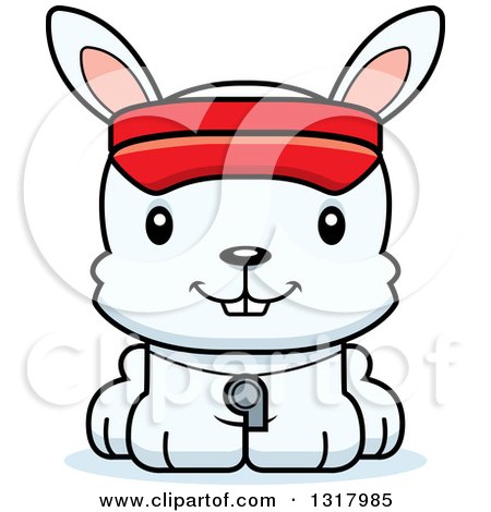Animal Clipart of a Cartoon Cute Happy White Rabbit Lifeguard - Royalty Free Vector Illustration by Cory Thoman