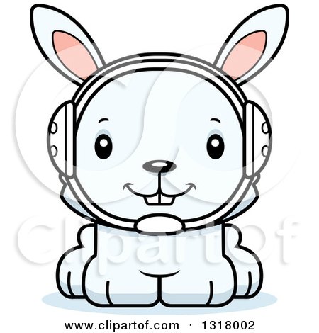 Animal Clipart of a Cartoon Cute Happy White Rabbit Wrestler - Royalty Free Vector Illustration by Cory Thoman