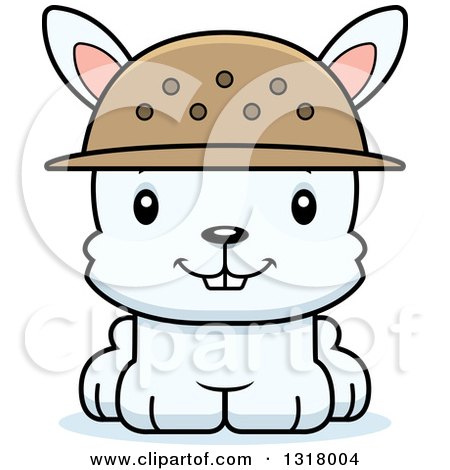 Animal Clipart of a Cartoon Cute Happy White Rabbit Zookeeper - Royalty Free Vector Illustration by Cory Thoman