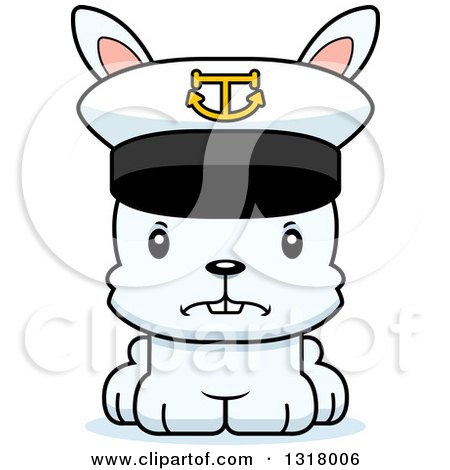 Animal Clipart of a Cartoon Cute Mad White Rabbit Captain - Royalty Free Vector Illustration by Cory Thoman