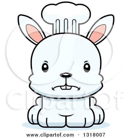 Animal Clipart of a Cartoon Cute Mad White Rabbit Chef - Royalty Free Vector Illustration by Cory Thoman