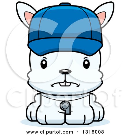 Animal Clipart of a Cartoon Cute Mad White Rabbit Coach - Royalty Free Vector Illustration by Cory Thoman