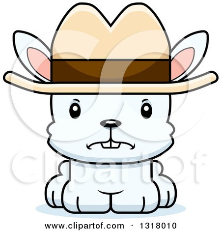 Animal Clipart of a Cartoon Cute Mad White Rabbit Cowboy - Royalty Free Vector Illustration by Cory Thoman