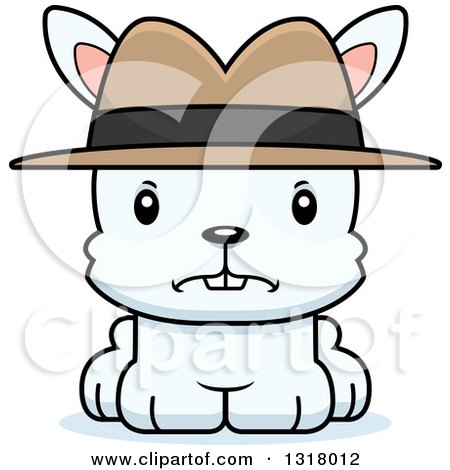Animal Clipart of a Cartoon Cute Mad White Rabbit Detective - Royalty Free Vector Illustration by Cory Thoman