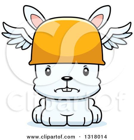 Animal Clipart of a Cartoon Cute Mad White Rabbit Hermes - Royalty Free Vector Illustration by Cory Thoman