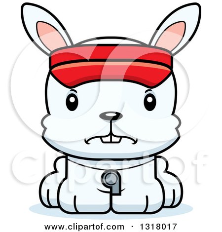 Animal Clipart of a Cartoon Cute Mad White Rabbit Lifeguard - Royalty Free Vector Illustration by Cory Thoman
