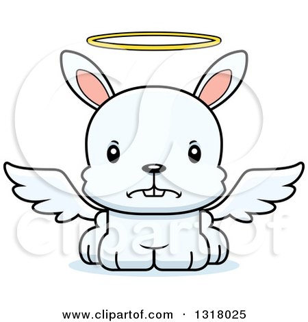 Animal Clipart of a Cartoon Cute Mad White Rabbit Angel - Royalty Free Vector Illustration by Cory Thoman