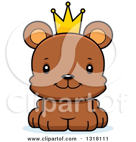 Animal Clipart of a Cartoon Cute Happy Bear Cub Prince - Royalty Free Vector Illustration by Cory Thoman