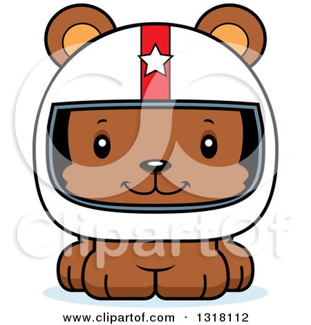 Animal Clipart of a Cartoon Cute Happy Bear Cub Car Racer - Royalty Free Vector Illustration by Cory Thoman