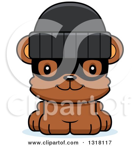 Animal Clipart of a Cartoon Cute Happy Bear Cub Robber - Royalty Free Vector Illustration by Cory Thoman