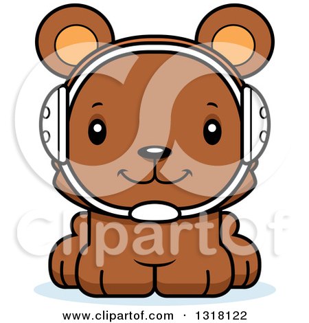 Animal Clipart of a Cartoon Cute Happy Bear Cub Wrestler - Royalty Free Vector Illustration by Cory Thoman