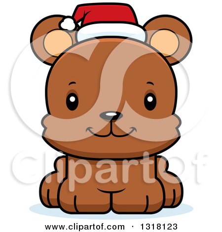 Animal Clipart of a Cartoon Cute Happy Christmas Bear Cub - Royalty Free Vector Illustration by Cory Thoman