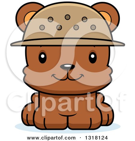 Animal Clipart of a Cartoon Cute Happy Bear Cub Zookeeper - Royalty Free Vector Illustration by Cory Thoman