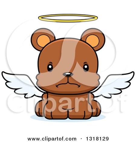 Animal Clipart of a Cartoon Cute Mad Bear Cub Angel - Royalty Free Vector Illustration by Cory Thoman