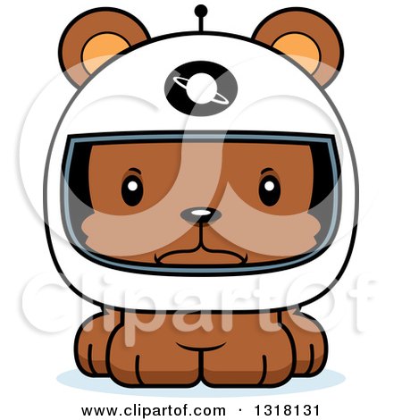 Animal Clipart of a Cartoon Cute Mad Bear Cub Astronaut - Royalty Free Vector Illustration by Cory Thoman