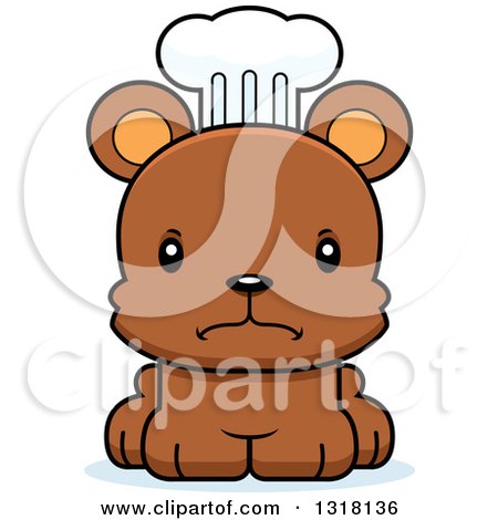 Animal Clipart of a Cartoon Cute Mad Bear Cub Chef - Royalty Free Vector Illustration by Cory Thoman