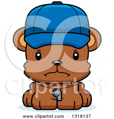 Animal Clipart of a Cartoon Cute Mad Bear Cub Coach - Royalty Free Vector Illustration by Cory Thoman