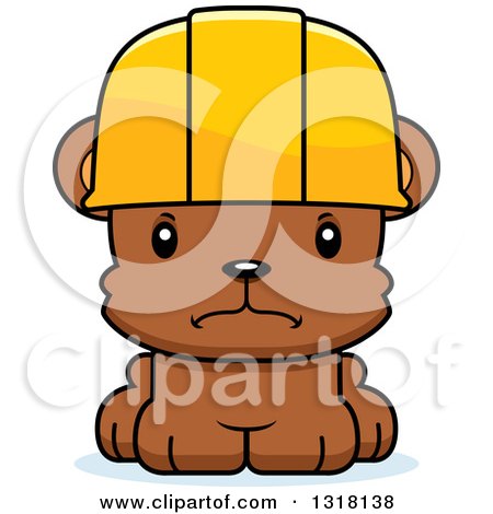 Animal Clipart of a Cartoon Cute Mad Bear Cub Construction Worker - Royalty Free Vector Illustration by Cory Thoman