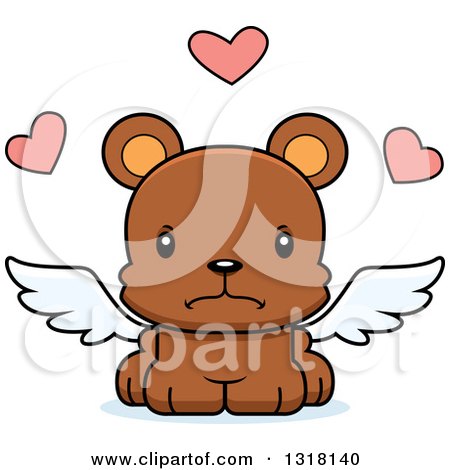 Animal Clipart of a Cartoon Cute Mad Bear Cub Cupid - Royalty Free Vector Illustration by Cory Thoman
