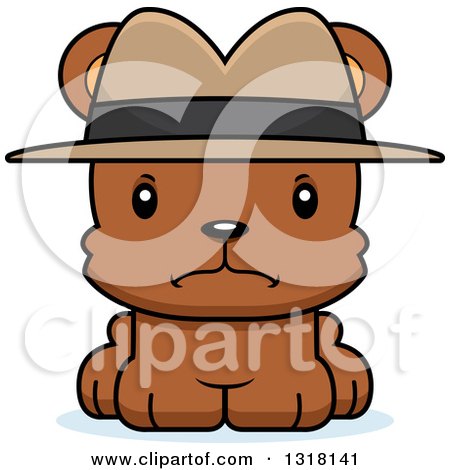 Animal Clipart of a Cartoon Cute Mad Bear Cub Detective - Royalty Free Vector Illustration by Cory Thoman