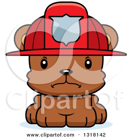 Animal Clipart of a Cartoon Cute Mad Bear Cub Fire Fighter - Royalty Free Vector Illustration by Cory Thoman