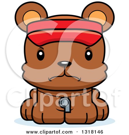 Animal Clipart of a Cartoon Cute Mad Bear Cub Lifeguard - Royalty Free Vector Illustration by Cory Thoman