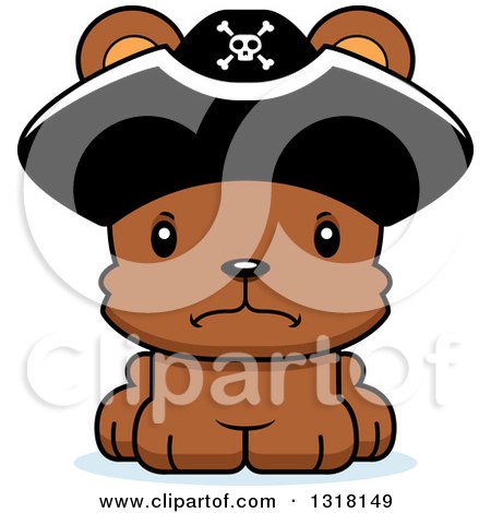 Animal Clipart of a Cartoon Cute Mad Bear Cub Pirate - Royalty Free Vector Illustration by Cory Thoman