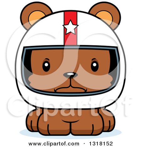 Animal Clipart of a Cartoon Cute Mad Bear Cub Car Racer - Royalty Free Vector Illustration by Cory Thoman