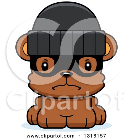 Animal Clipart of a Cartoon Cute Mad Bear Cub Robber - Royalty Free Vector Illustration by Cory Thoman