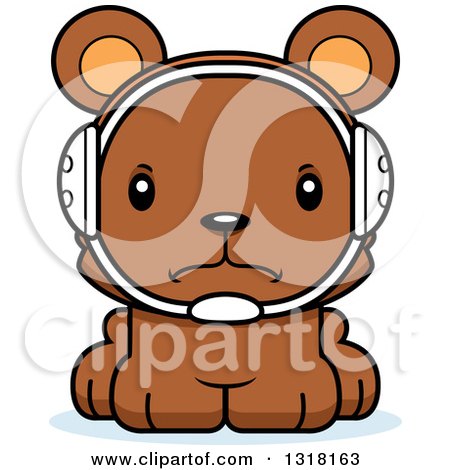 Animal Clipart of a Cartoon Cute Mad Bear Cub Wrestler - Royalty Free Vector Illustration by Cory Thoman