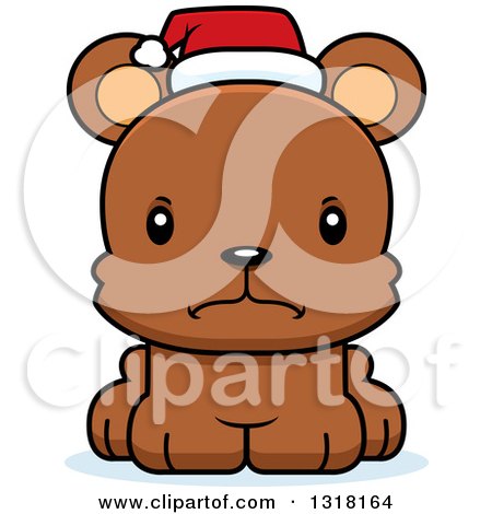 Animal Clipart of a Cartoon Cute Mad Christmas Bear Cub - Royalty Free Vector Illustration by Cory Thoman