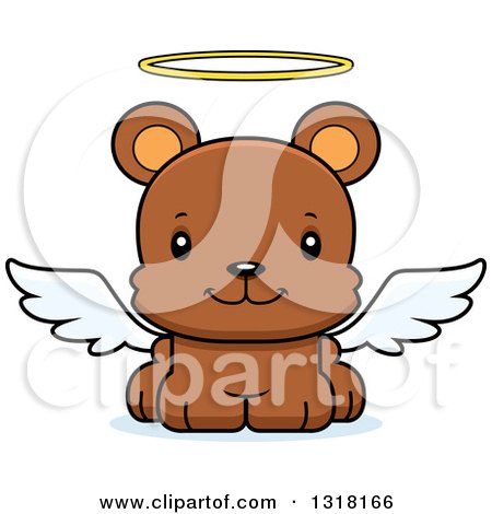 Animal Clipart of a Cartoon Cute Happy Angel Bear Cub - Royalty Free Vector Illustration by Cory Thoman