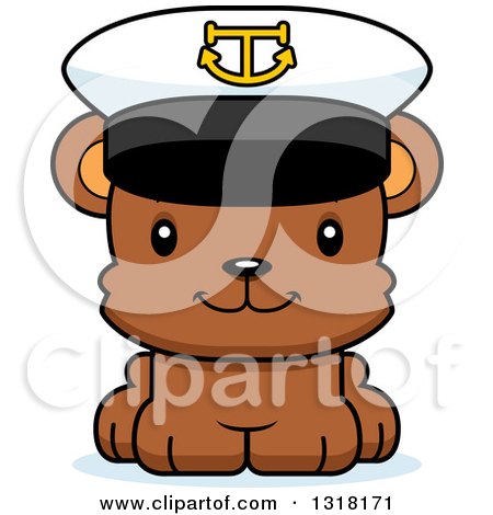 Animal Clipart of a Cartoon Cute Happy Bear Cub Captain - Royalty Free Vector Illustration by Cory Thoman