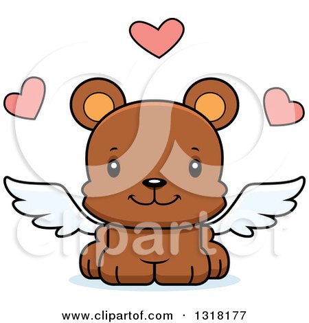 Animal Clipart of a Cartoon Cute Happy Bear Cub Cupid - Royalty Free Vector Illustration by Cory Thoman