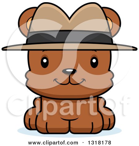 Animal Clipart of a Cartoon Cute Happy Bear Cub Detective - Royalty Free Vector Illustration by Cory Thoman