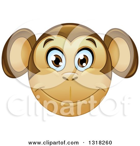 Clipart of a Cartoon Happy Monkey Face Emoticon - Royalty Free Vector Illustration by yayayoyo