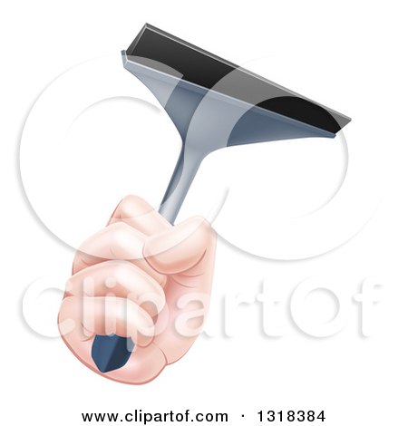 Clipart of a Cartoon Caucasian Hand Holding a Squeegee - Royalty Free Vector Illustration by AtStockIllustration