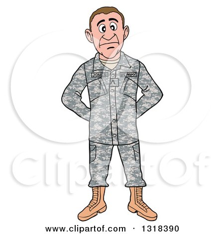 Clipart of a Cartoon White Male Private Army Soldier - Royalty Free Vector Illustration by LaffToon