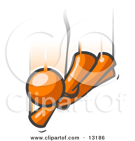 Orange Man Free Falling While Skydiving Clipart Illustration by Leo Blanchette