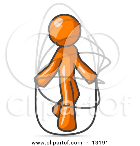 Orange Man Jumping Rope During a Cardio Workout Clipart Illustration by Leo Blanchette