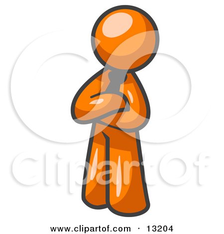 Proud Orange Man Standing With His Arms Crossed Clipart Illustration by Leo Blanchette