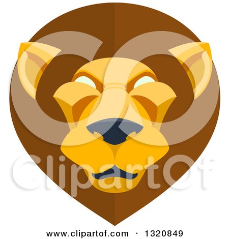 Clipart of a Modern Flat Design Mal Lion Head - Royalty Free Vector Illustration by AtStockIllustration