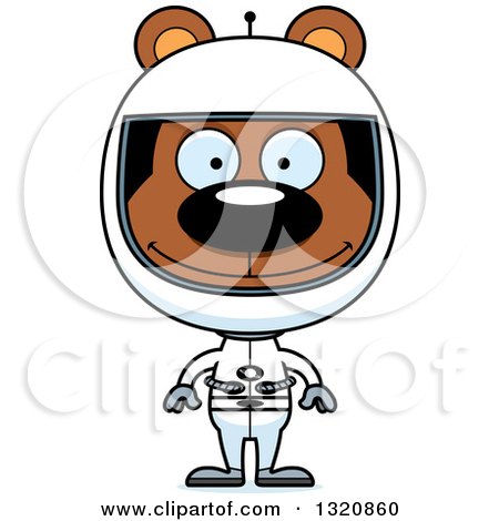 Clipart of a Cartoon Happy Brown Bear Astronaut - Royalty Free Vector Illustration by Cory Thoman