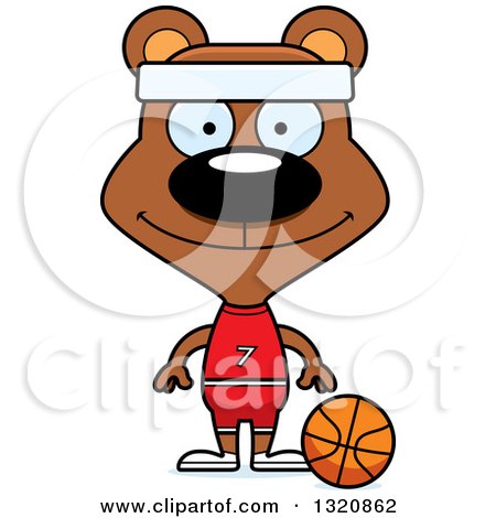 Clipart of a Cartoon Happy Brown Bear Basketball Player - Royalty Free Vector Illustration by Cory Thoman