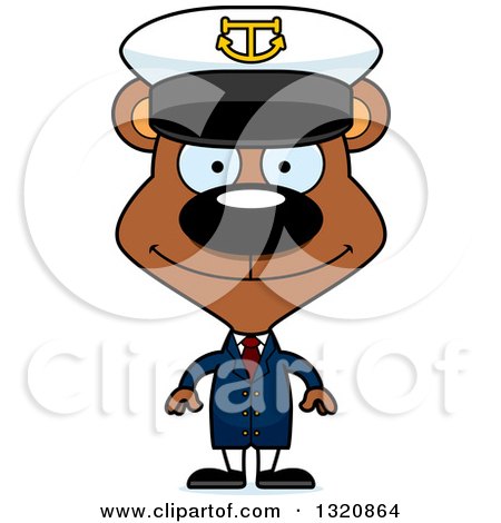 Clipart of a Cartoon Happy Brown Bear Captain - Royalty Free Vector Illustration by Cory Thoman