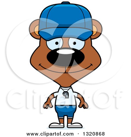 Clipart of a Cartoon Happy Brown Bear Sports Coach - Royalty Free Vector Illustration by Cory Thoman