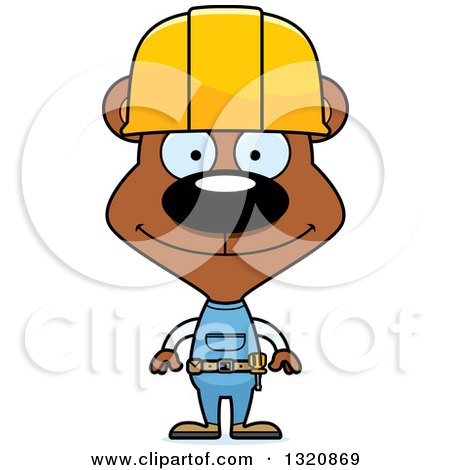 Clipart of a Cartoon Happy Brown Bear Construction Worker - Royalty Free Vector Illustration by Cory Thoman