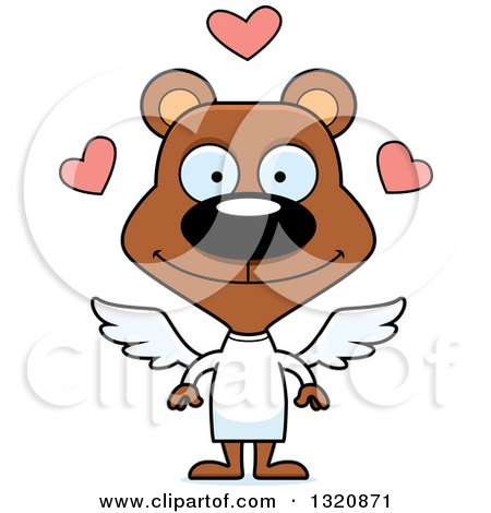 Clipart of a Cartoon Happy Brown Bear Cupid - Royalty Free Vector Illustration by Cory Thoman