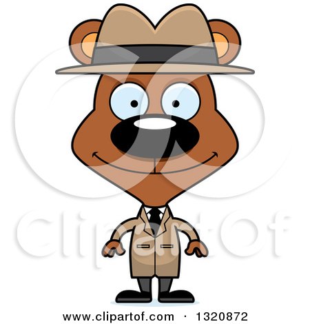 Clipart of a Cartoon Happy Brown Bear Detective - Royalty Free Vector Illustration by Cory Thoman